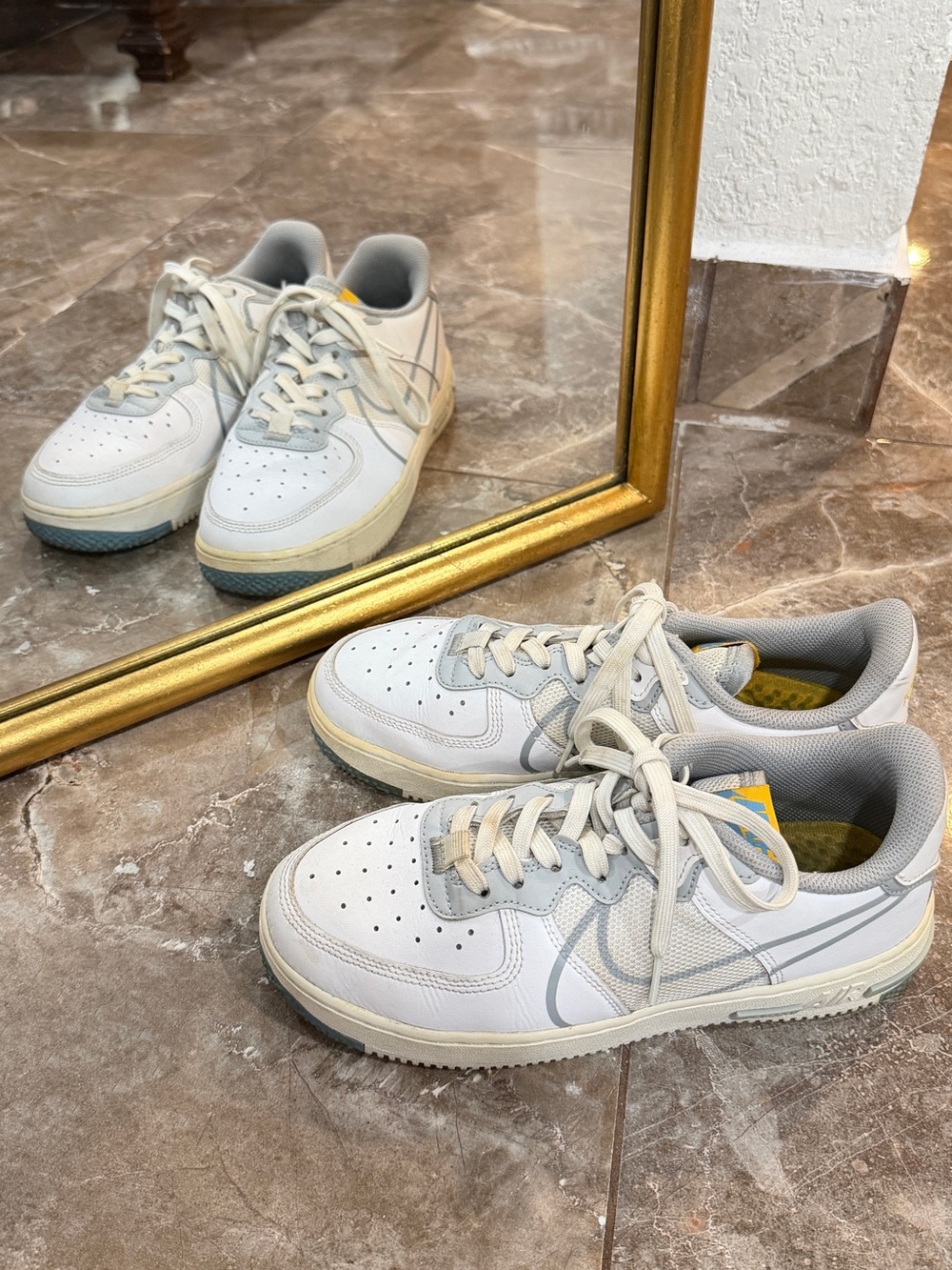 Nike White and Light Gray Low-Top Sneakers